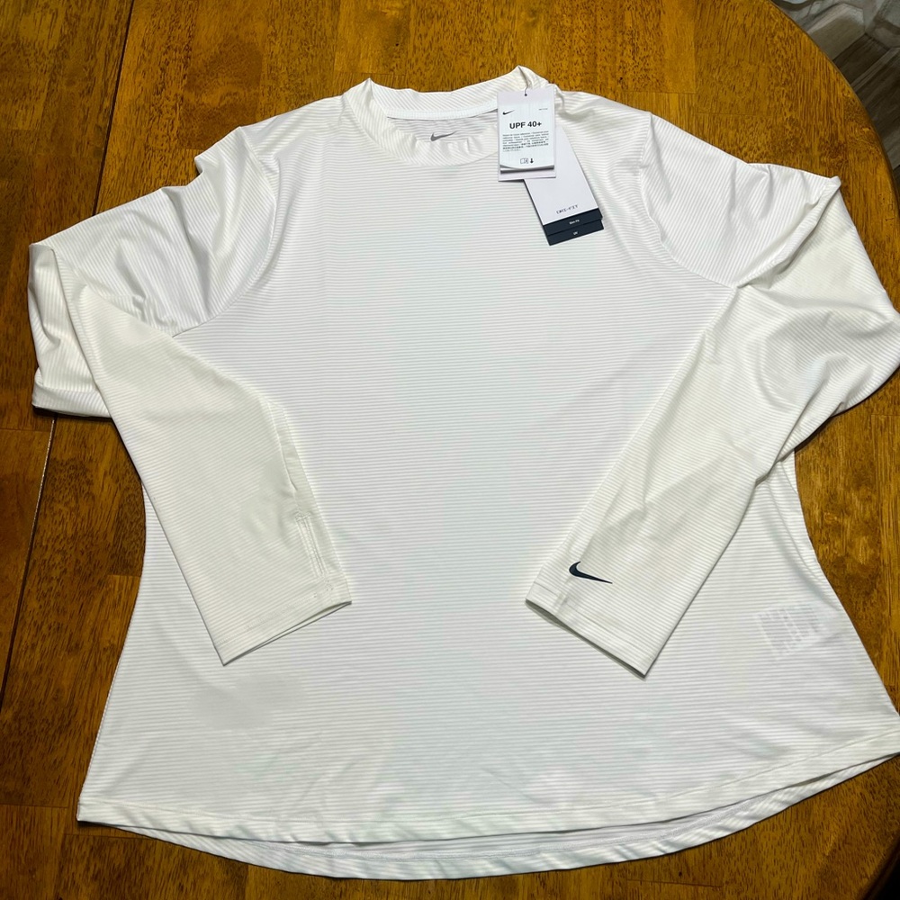 New Dri-FIT UPF Off-white Stripe Victory Long Sleeve Golf Top size XXL